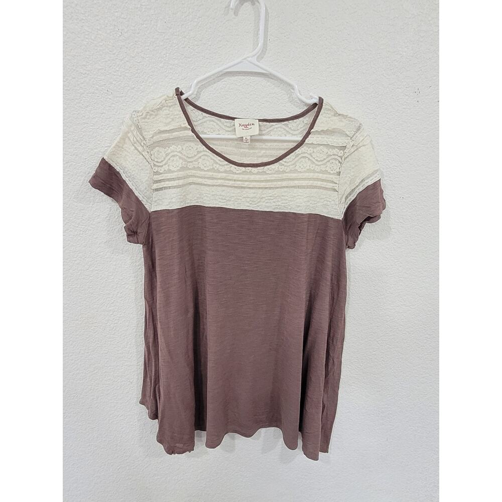 Hayden Los Angeles Women's Lace Top Brown Shirt‎ Size XL NWOT #13